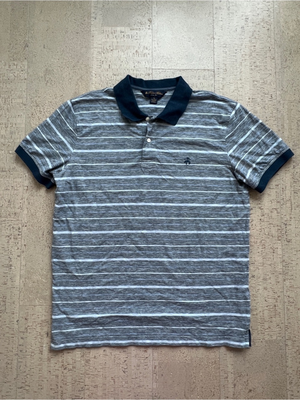Brooks Brothers Men’s XL Cotton Linen Striped Slim Fit Polo Shirt